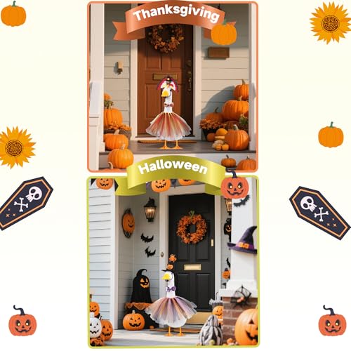 CAMDUCK 7 Set Seasonal Holiday Porch Goose Outfits 4th of July All Seasons Geese Hat Tutu Skirt Bow Tie Lawn Goose Clothes Costume Clothing for 23" Plastic Cement Goose Statue Patio Yard Outdoor Decor - Image 5