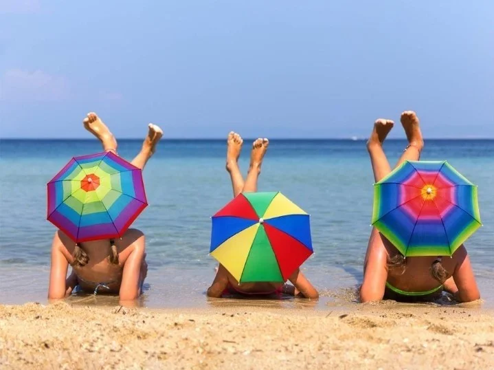 ELEVEN MARKETS Head Umbrella Elastic Beach Summer Rainbow Umbrella