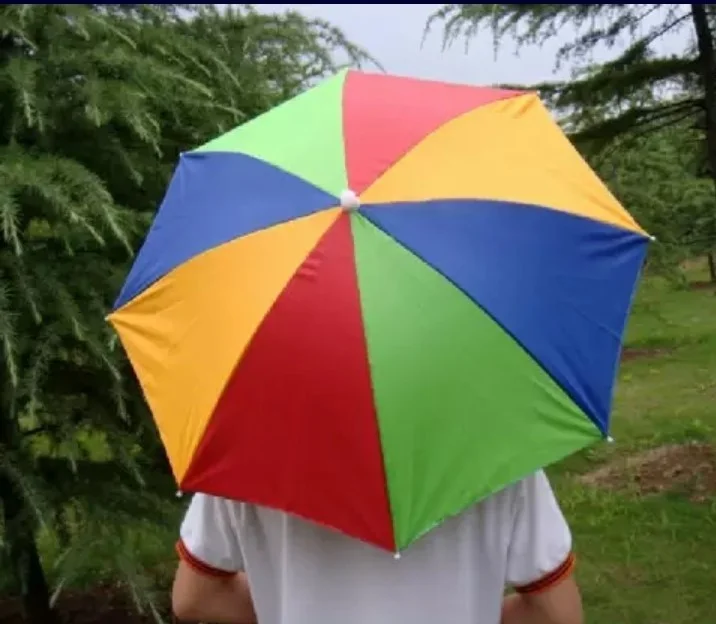 ELEVEN MARKETS Head Umbrella Elastic Beach Summer Rainbow Umbrella