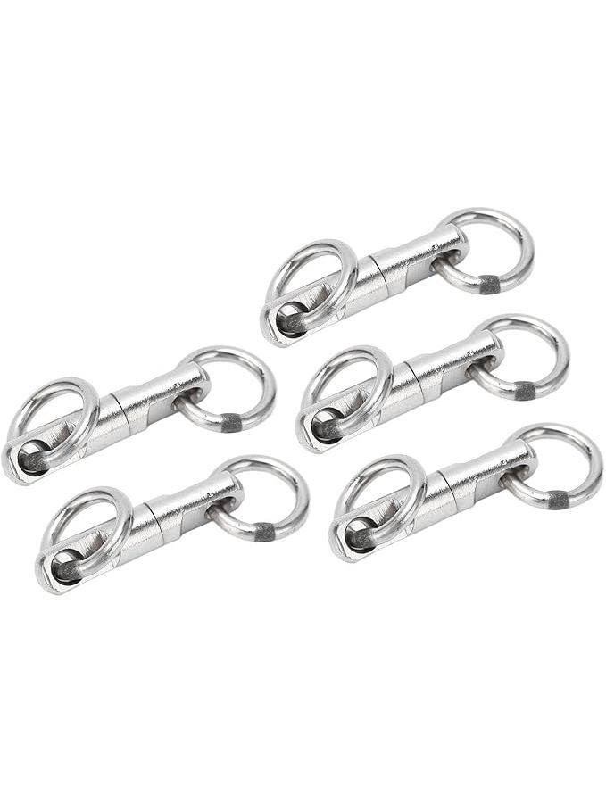 5 Pcs Stainless Steel Column Type Bearing Fishing Swivels Hook Connector Size 7 - Image 1