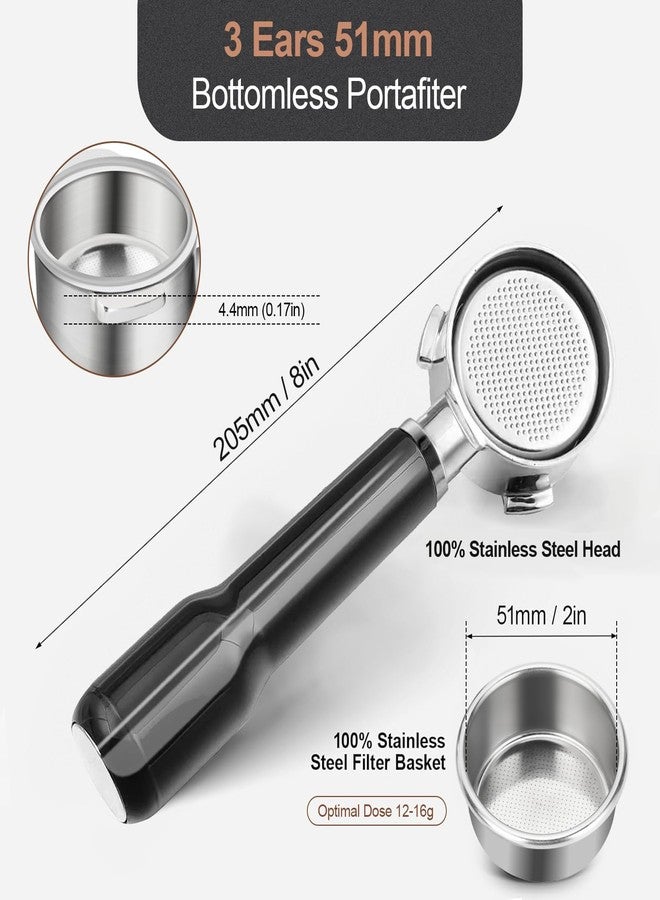 WhaleSiper 51mm Bottomless Portafilter Compatible with CASABREWS CM5418, 3700Essential, 3700Gense Espresso Machines, 3-Ears - Image 3