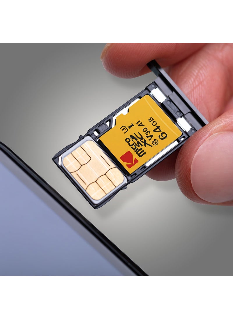 Kodak KODAK 64GB UHSI U3 V30 A1 MicroSDXC Card with Adapter  Up to 95MBs Read Speed  Up to 85MBs Write Speed  Additional Storage for Multimedia Devices  - Image 2
