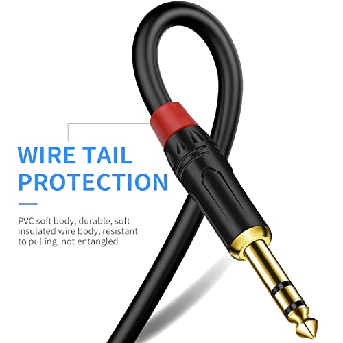 Seefeful (20FT / 1PACK) 1/4 inch TRS Stereo Y Splitter Insert Cable, Gold Plated Audiowave Series 6.35mm TRS Male to Dual 6.35mm TS Male Mono Breakout Cable, Audio Cord - Image 3