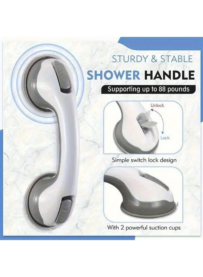 No Drill Shower Grab Bar with Slip Resistant Suction Cup Elderly Bath Rail Modern Shower Arm Bathtub Accessory Easy Installation Random Color Exquisite 1 Pack Plastic - Image 1