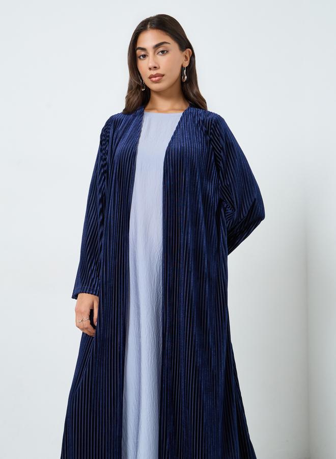 أميرة عباية مفتوحة من الأمام بتصميم مخملي بنسيج بارز - Image 2