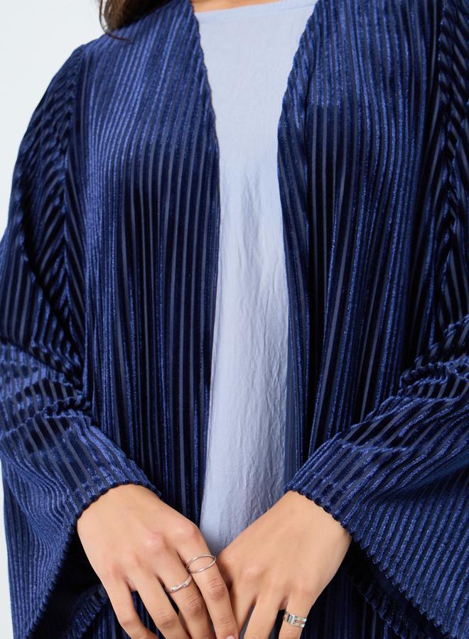 أميرة عباية مفتوحة من الأمام بتصميم مخملي بنسيج بارز - Image 3