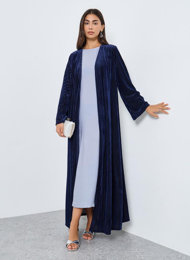 أميرة عباية مفتوحة من الأمام بتصميم مخملي بنسيج بارز - Image 1