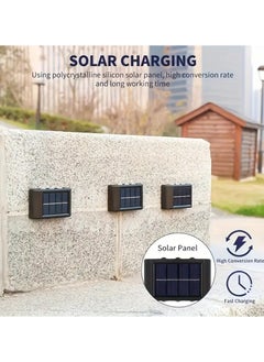 VIUAUAX قطعتان من مصابيح سياج الطاقة الشمسية، مصابيح حائط LED تعمل بالطاقة الشمسية في الهواء الطلق، إضاءة ليلية آمنة مقاومة للماء للمسار والشرفة والفناء والجراج والحديقة والسياج والممر ومصباح حائط يعمل بالطاقة الشمسية - إضاءة تخييم خارجية مع 6 مصابيح LED، إضاءة باللون الأبيض للفناء والشارع والمناظر الطبيعية وديكور الحديقة  - Image 4