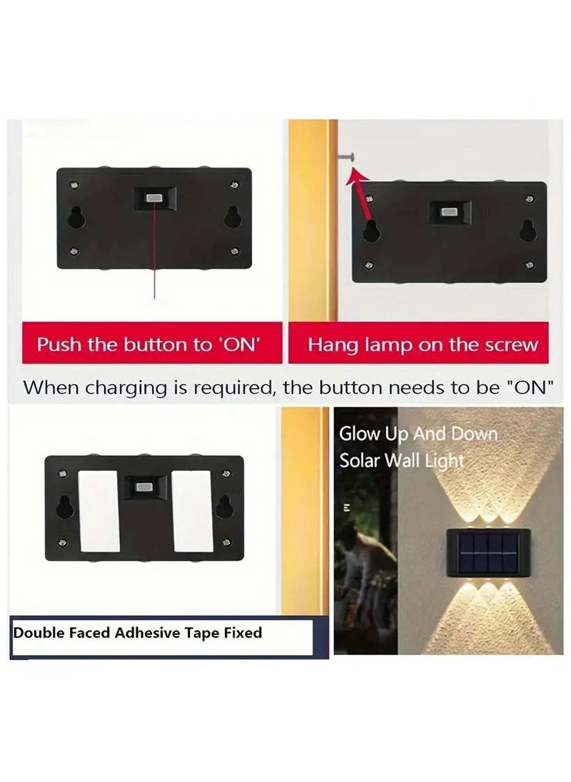 VIUAUAX قطعتان من مصابيح سياج الطاقة الشمسية، مصابيح حائط LED تعمل بالطاقة الشمسية في الهواء الطلق، إضاءة ليلية آمنة مقاومة للماء للمسار والشرفة والفناء والجراج والحديقة والسياج والممر ومصباح حائط يعمل بالطاقة الشمسية - إضاءة تخييم خارجية مع 6 مصابيح LED، إضاءة باللون الأبيض للفناء والشارع والمناظر الطبيعية وديكور الحديقة  - Image 5