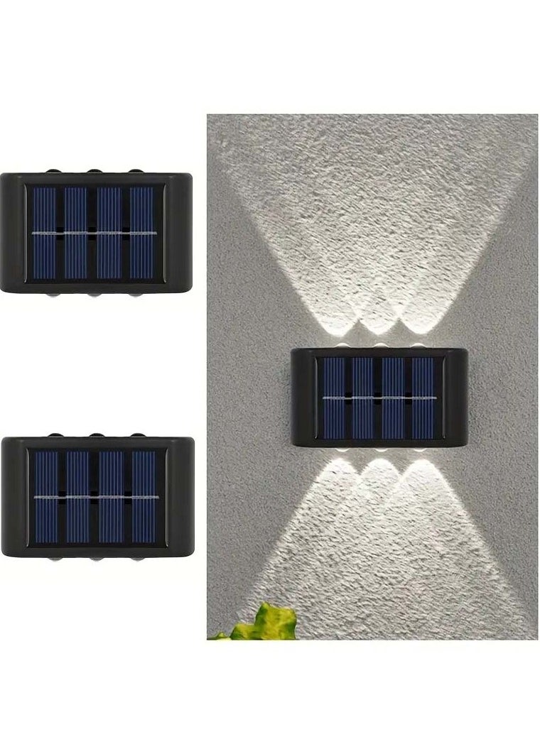 VIUAUAX قطعتان من مصابيح سياج الطاقة الشمسية، مصابيح حائط LED تعمل بالطاقة الشمسية في الهواء الطلق، إضاءة ليلية آمنة مقاومة للماء للمسار والشرفة والفناء والجراج والحديقة والسياج والممر ومصباح حائط يعمل بالطاقة الشمسية - إضاءة تخييم خارجية مع 6 مصابيح LED، إضاءة باللون الأبيض للفناء والشارع والمناظر الطبيعية وديكور الحديقة  - Image 1