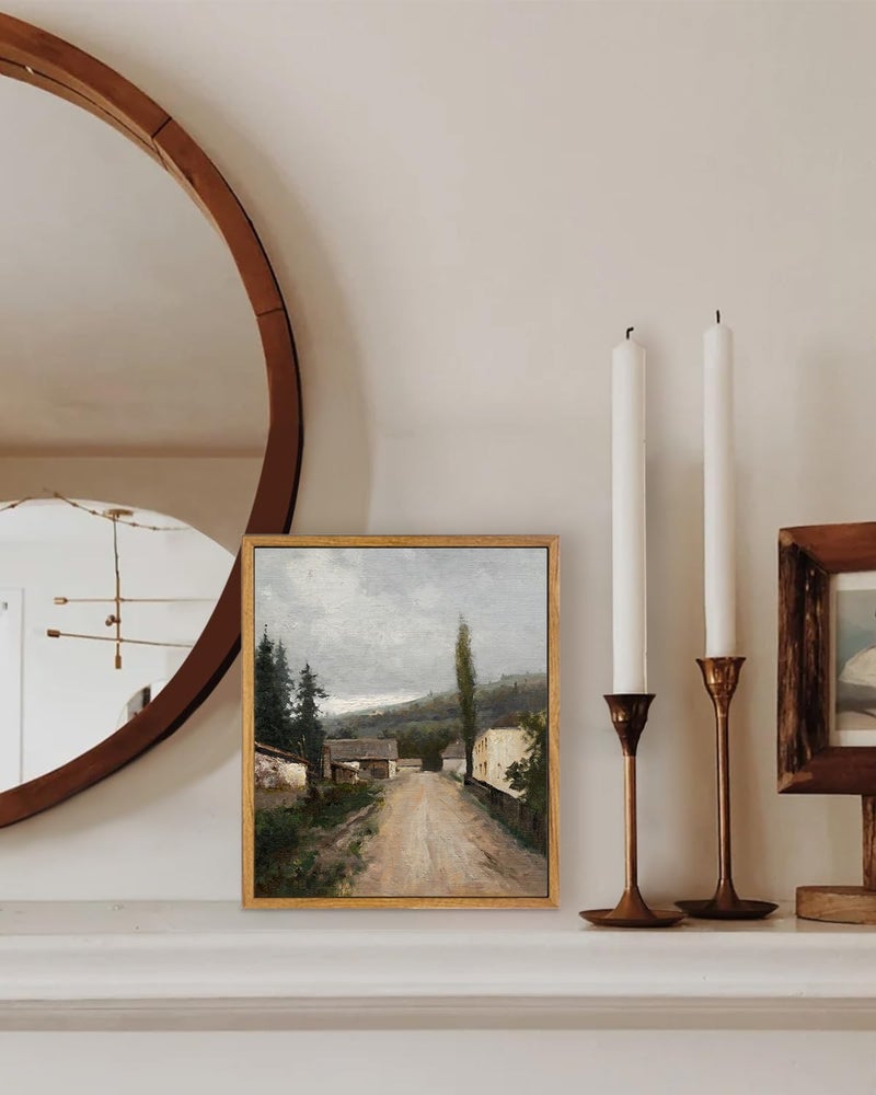 KBKBART مؤطرة الجدار الفن خمر القرية الأوروبية الريف CANVAS فن المطبوعات مزرعة ديكور عتيقة لوحة الزيت صورة ديكور جدار المناظر الطبيعية ريفي للحمام غرفة المعيشة غرفة عتيقة (8 "" x10 "") - Image 5