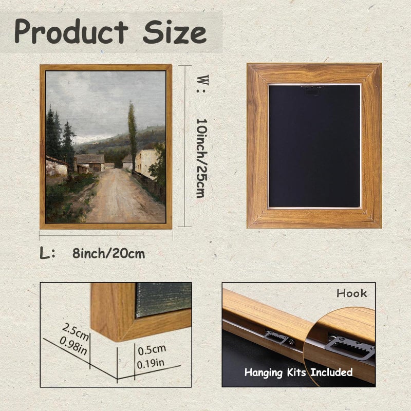KBKBART مؤطرة الجدار الفن خمر القرية الأوروبية الريف CANVAS فن المطبوعات مزرعة ديكور عتيقة لوحة الزيت صورة ديكور جدار المناظر الطبيعية ريفي للحمام غرفة المعيشة غرفة عتيقة (8 "" x10 "") - Image 2