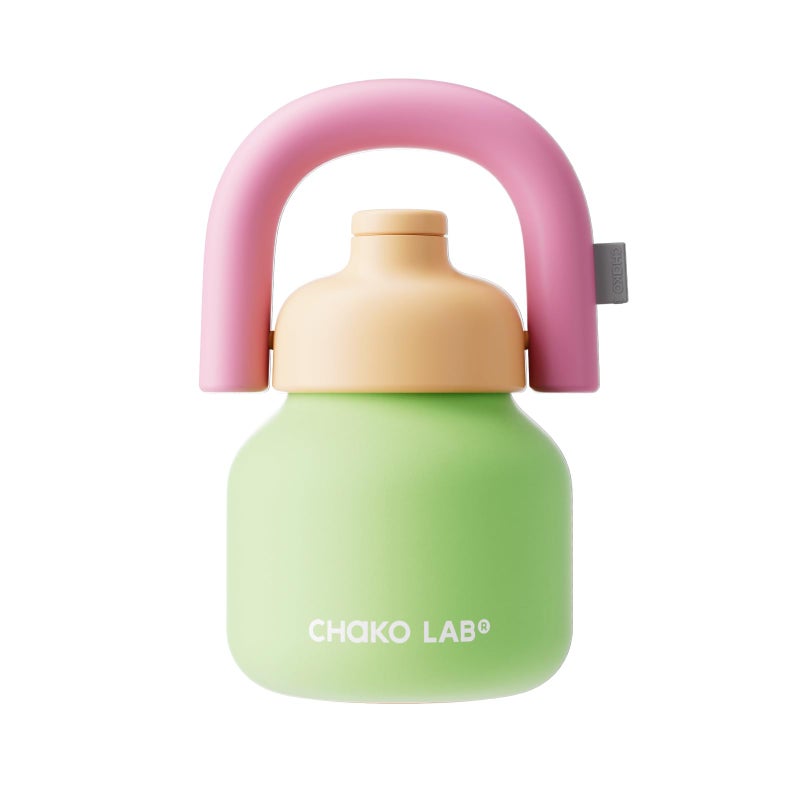CHAKO LAB Water Bottle with Straw and Carry Handle Wide Mouth vacuum insulated stainless steel Bottles Reusable leakproof and BPAfree 33ozGreenOrange