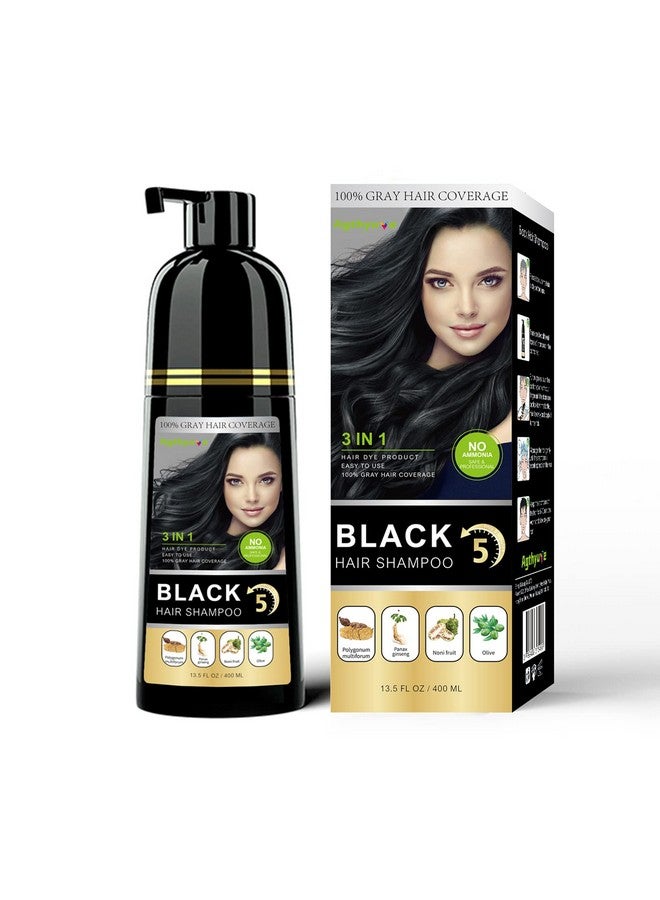 Agthyuve Hair Dye Shampoo 3 In 1 Black Hair Dye 13.5 Fl Oz Black Hair Shampoo Semipermanent Black Hair Dye Shampoo 100% Gray Hair Coverage Effect In 5 Minutes Lasts 30 Days Hair Color Shampoo (Black) - Image 1