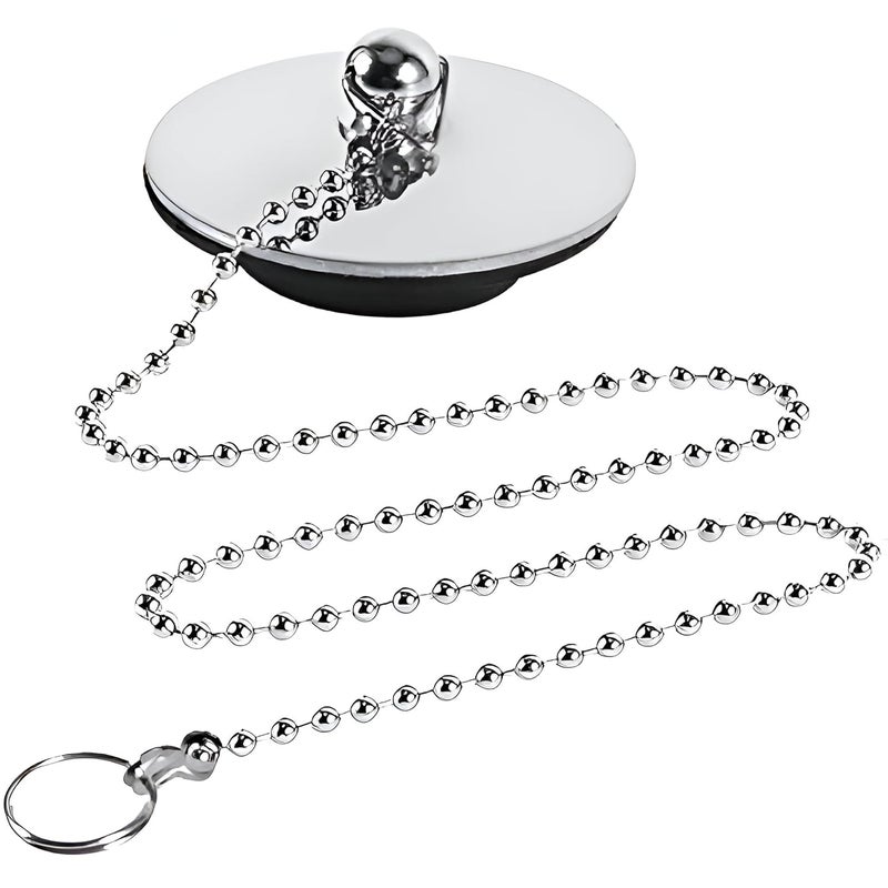 NEW WARE ® 40 mm Bath Tub Chain Plug Drain - Silver | Bathroom Sink Basin Stopper Plug with Chain | Bathtub Accessory/Bathtub Sealer Cover - 1.5 Inch (4) - Image 3