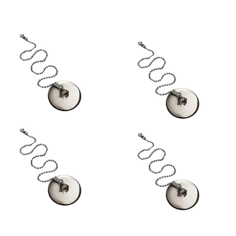 NEW WARE ® 40 mm Bath Tub Chain Plug Drain - Silver | Bathroom Sink Basin Stopper Plug with Chain | Bathtub Accessory/Bathtub Sealer Cover - 1.5 Inch (4) - Image 2