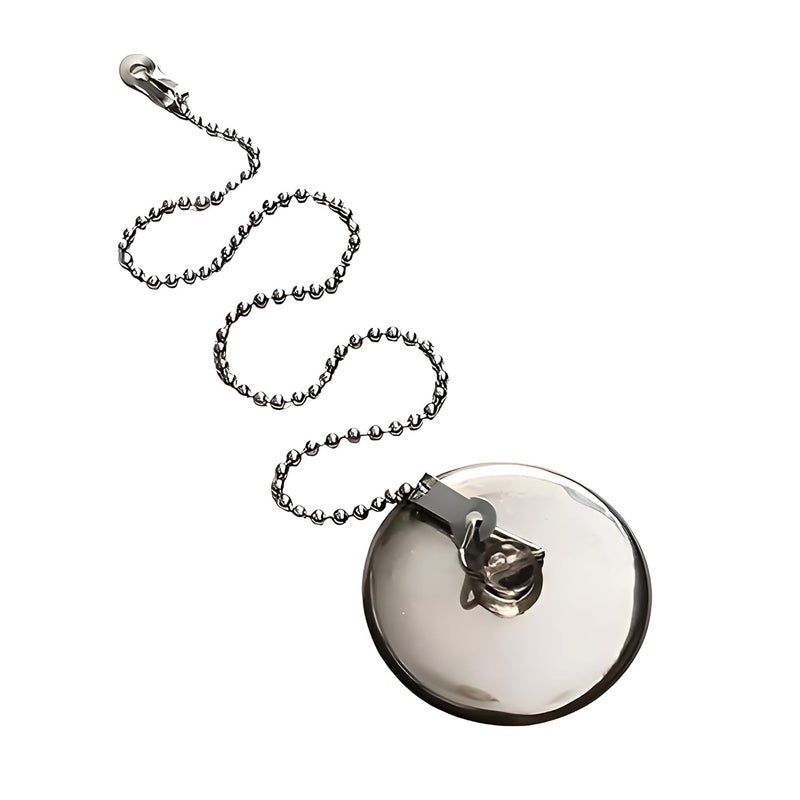 NEW WARE ® 40 mm Bath Tub Chain Plug Drain - Silver | Bathroom Sink Basin Stopper Plug with Chain | Bathtub Accessory/Bathtub Sealer Cover - 1.5 Inch (4) - Image 1