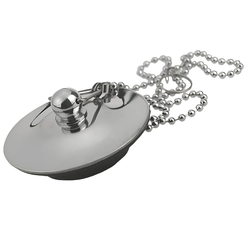 NEW WARE ® 40 mm Bath Tub Chain Plug Drain - Silver | Bathroom Sink Basin Stopper Plug with Chain | Bathtub Accessory/Bathtub Sealer Cover - 1.5 Inch (4) - Image 4