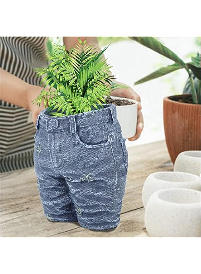 Generic Creative Denim Pants Flower Pot, Retro Resin Shape Garden Figurines Planter Ornament Pot for Home Lawn Yard Courtyard, Denim Clothes Flower Vases Planter for Garden - Image 5