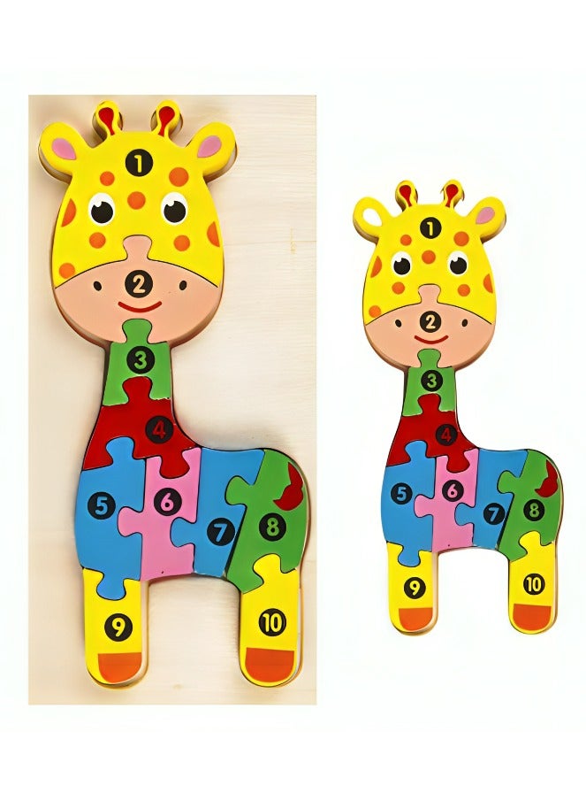 ألغاز خشبية ثلاثية الأبعاد مصممة لتعليم الأطفال الأشكال مع الأرقام، أدوات دعم التعليم المبكر للآباء والمعلمين، ألوان وأنماط جذابة، تنمية المهارات الحركية من مونتيسوري، هدايا رائعة (شكل غزال) - Image 1