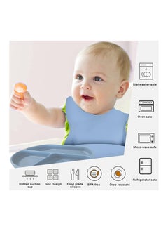 Generic Baby Feeding Set with Silicone Bib, Divided Plate, Spoon and Fork, 4 Pieces  - Image 5