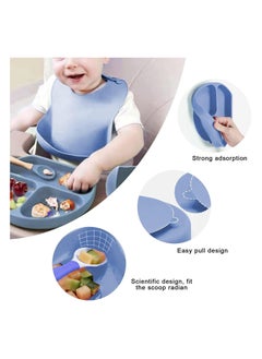 Generic Baby Feeding Set with Silicone Bib, Divided Plate, Spoon and Fork, 4 Pieces  - Image 4