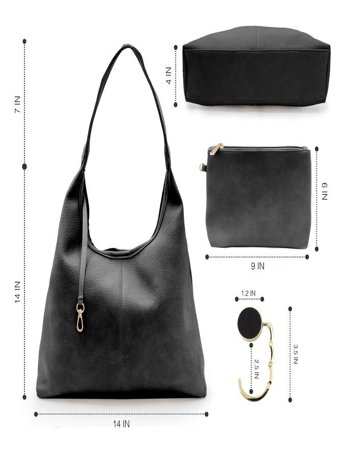Cee & Dee Slouchy Hobo Bag, Style with Shoulder Strap, Zippered Compartments (Classic Black) - Image 4
