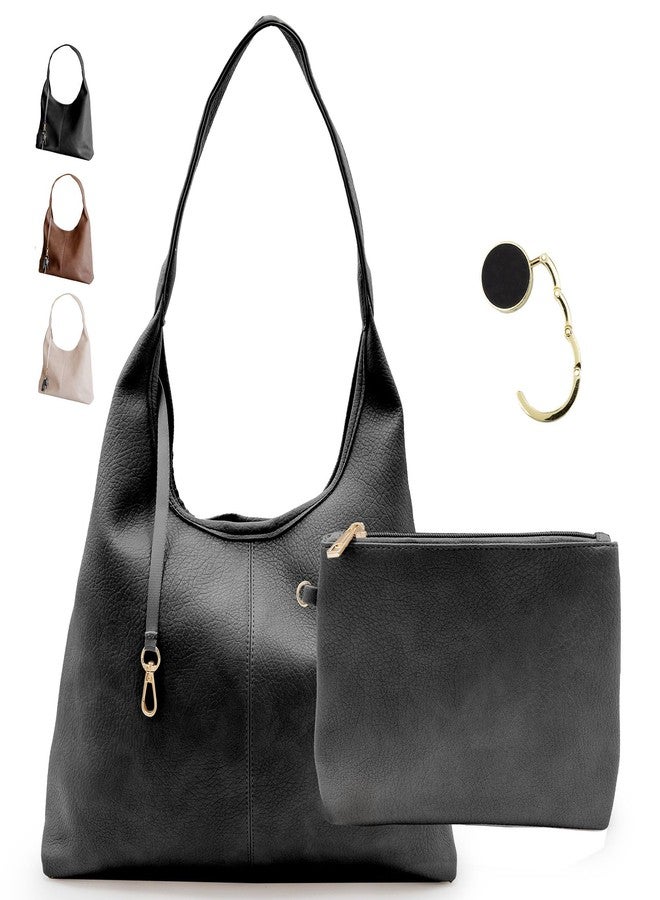 Cee & Dee Slouchy Hobo Bag, Style with Shoulder Strap, Zippered Compartments (Classic Black) - Image 1