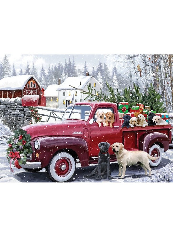 Bits and Pieces Bits and Pieces - Large 500 Piece Jigsaw Puzzle for Adults - Christmas Delivery’ - Holiday Winter Dogs by The Macneil Studio Artists, Completed Puzzle Size: 18" x 24"  - Image 1