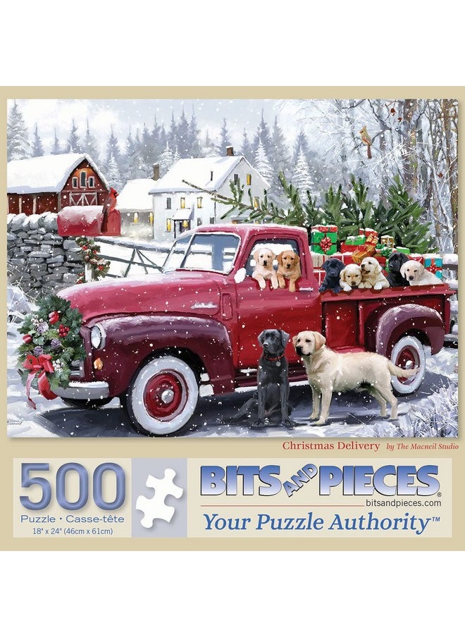 Bits and Pieces Bits and Pieces - Large 500 Piece Jigsaw Puzzle for Adults - Christmas Delivery’ - Holiday Winter Dogs by The Macneil Studio Artists, Completed Puzzle Size: 18" x 24"  - Image 2
