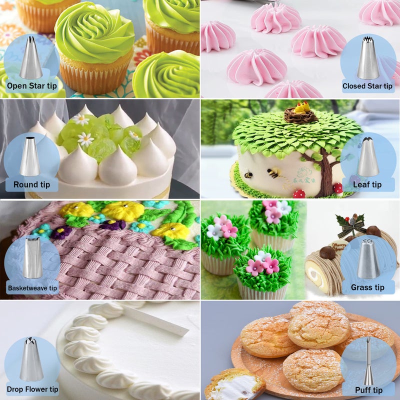 Makmeng Piping Bags and Tips Set - 50Pcs Cake Decorating Supplies Kit with Icing Frosting Nozzles,Icing Scrapers,Reusable & Disposable Pastry Bags - Baking Tools for Cookies,Cupcakes Cake Decorating - Image 4