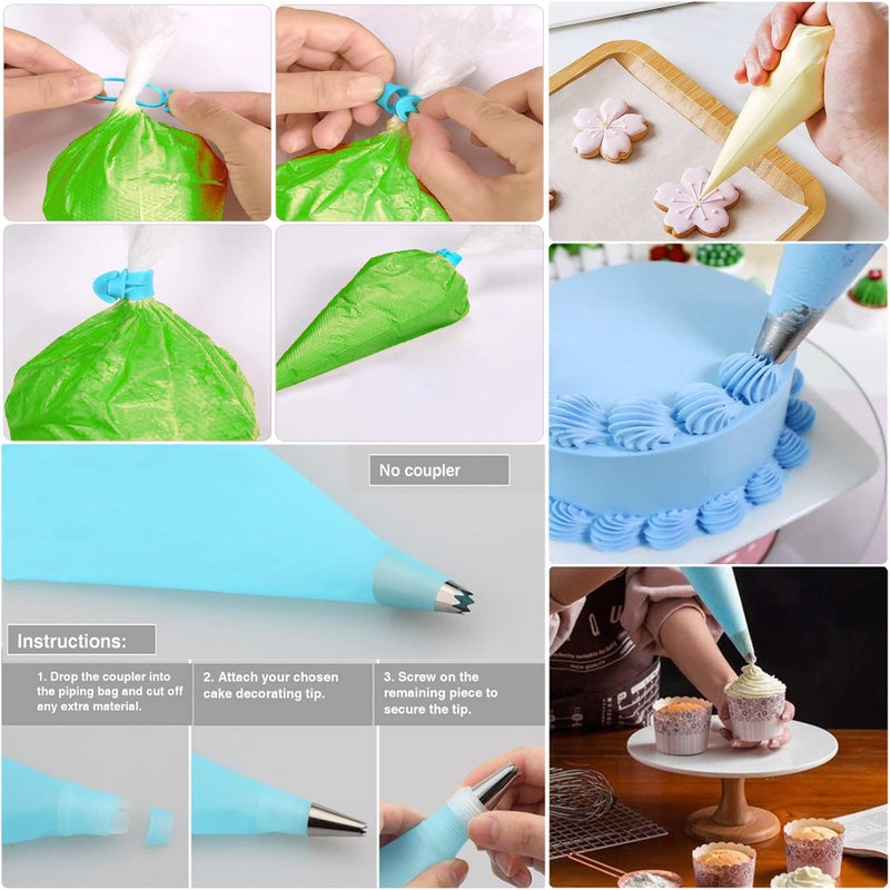 Makmeng Piping Bags and Tips Set - 50Pcs Cake Decorating Supplies Kit with Icing Frosting Nozzles,Icing Scrapers,Reusable & Disposable Pastry Bags - Baking Tools for Cookies,Cupcakes Cake Decorating - Image 5