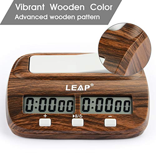 LEAP Chess Clock Digital Chess Timer Professional for Board Games Timer with Alarm Function (Official Store) Wood Appearance - Image 3