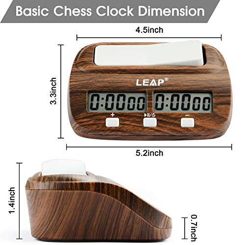 LEAP Chess Clock Digital Chess Timer Professional for Board Games Timer with Alarm Function (Official Store) Wood Appearance - Image 2