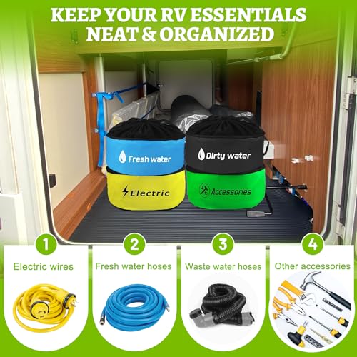 Inseknm 4 Pack RV Sewer Hose Storage,Waterproof RV Storage and Organization Bag for Sewer Hoses, RV Utility Bag,RV Camper Hose Bags for Store Fresh Water Hoses/Electrical Cords/Camper Tools Accessories - Image 4