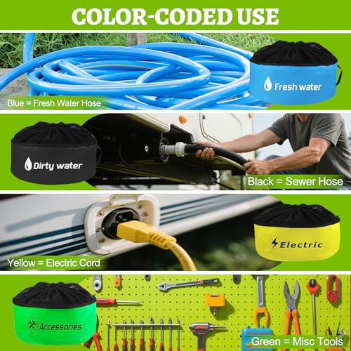 Inseknm 4 Pack RV Sewer Hose Storage,Waterproof RV Storage and Organization Bag for Sewer Hoses, RV Utility Bag,RV Camper Hose Bags for Store Fresh Water Hoses/Electrical Cords/Camper Tools Accessories - Image 2