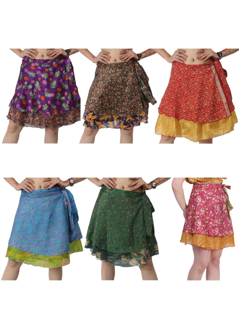 WevezÂ® Pack of 3 Pcs Original Two Layer Printed Wrap Around Skirts (Mini Skirts(20 Inches Length)) - Image 1