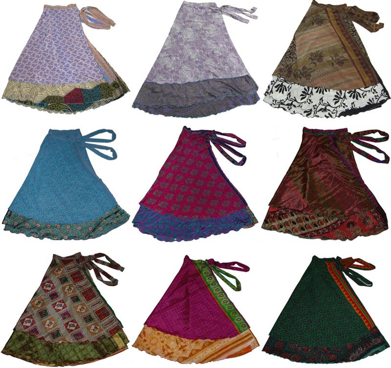 WevezÂ® Pack of 3 Pcs Original Two Layer Printed Wrap Around Skirts (Mini Skirts(20 Inches Length)) - Image 2