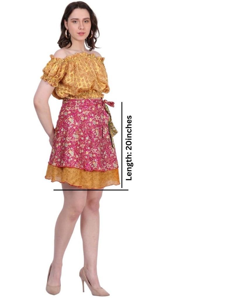 WevezÂ® Pack of 3 Pcs Original Two Layer Printed Wrap Around Skirts (Mini Skirts(20 Inches Length)) - Image 4