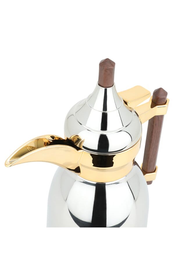 Alsaif Gallery - Dallah Shahd Silver With Dark Wooden Handle 0.35L - Image 1