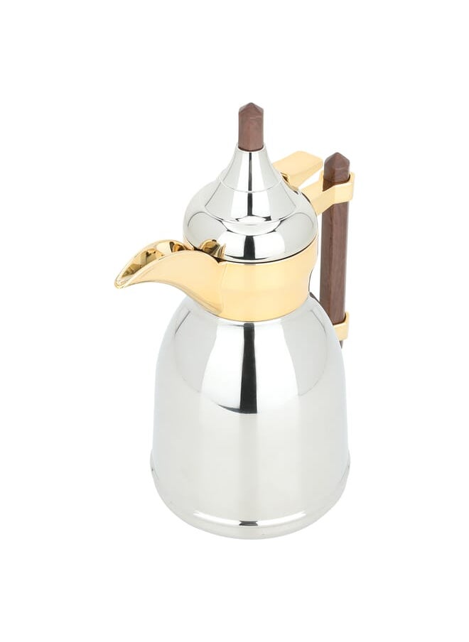 Alsaif Gallery - Dallah Shahd Silver With Dark Wooden Handle 0.35L - Image 1