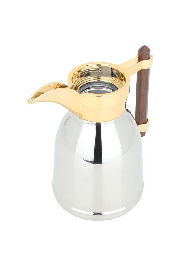 Alsaif Gallery - Dallah Shahd Silver With Dark Wooden Handle 0.35L - Image 1