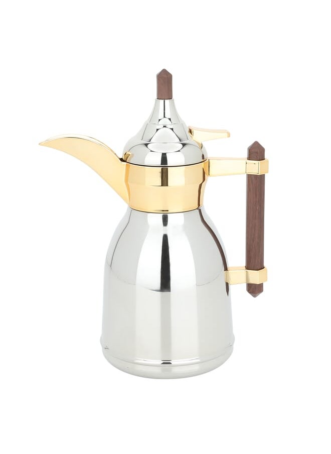 Alsaif Gallery - Dallah Shahd Silver With Dark Wooden Handle 0.35L - Image 1