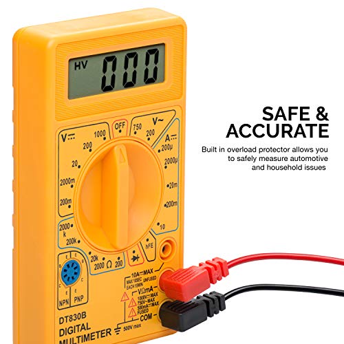 HILTEX 40508 Digital Multimeter Diode & Transistor Tester AC DC Volt Test Voltmeter, Automotive Multimeter Meter Tester, Measure Voltage Test, Car Battery Tester, Analog Multimeter Kit, Volt Meter - Image 5