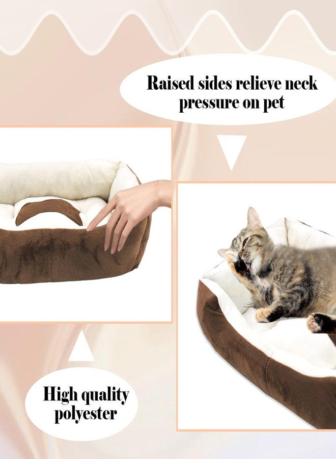 MUYG Dog Beds for Small Dogs,Rectangle Cat Beds for Indoor Cats,20"x15"x6" Washable Pet Bed with Side and Anti-Slip Bottom for Medium Dog,Kitten(Beige) - Image 3
