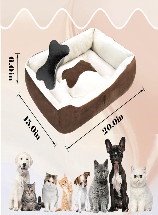 MUYG Dog Beds for Small Dogs,Rectangle Cat Beds for Indoor Cats,20"x15"x6" Washable Pet Bed with Side and Anti-Slip Bottom for Medium Dog,Kitten(Beige) - Image 2