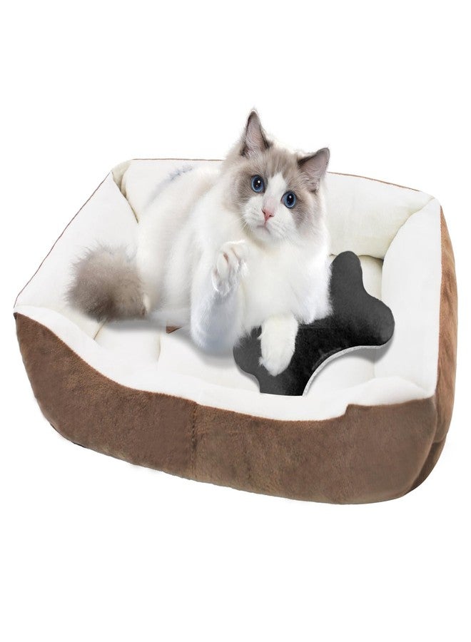 MUYG Dog Beds for Small Dogs,Rectangle Cat Beds for Indoor Cats,20"x15"x6" Washable Pet Bed with Side and Anti-Slip Bottom for Medium Dog,Kitten(Beige) - Image 1