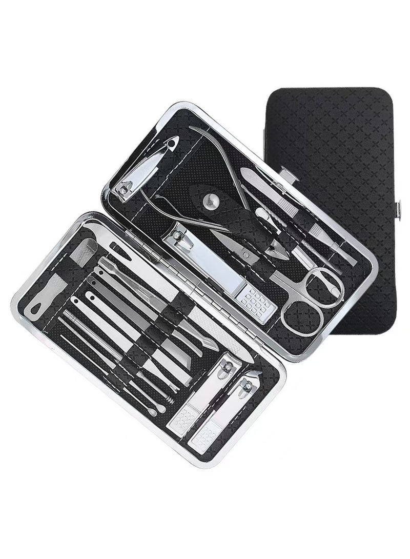 ATRJSZ Nail Clippers Set Fingernail and Toenail Clipper Cutters, Manicure Pedicure Kit 19 Pieces Stainless Steel Professional Grooming Kits, Nail Care Tools with Luxurious Travel Case  - Image 1