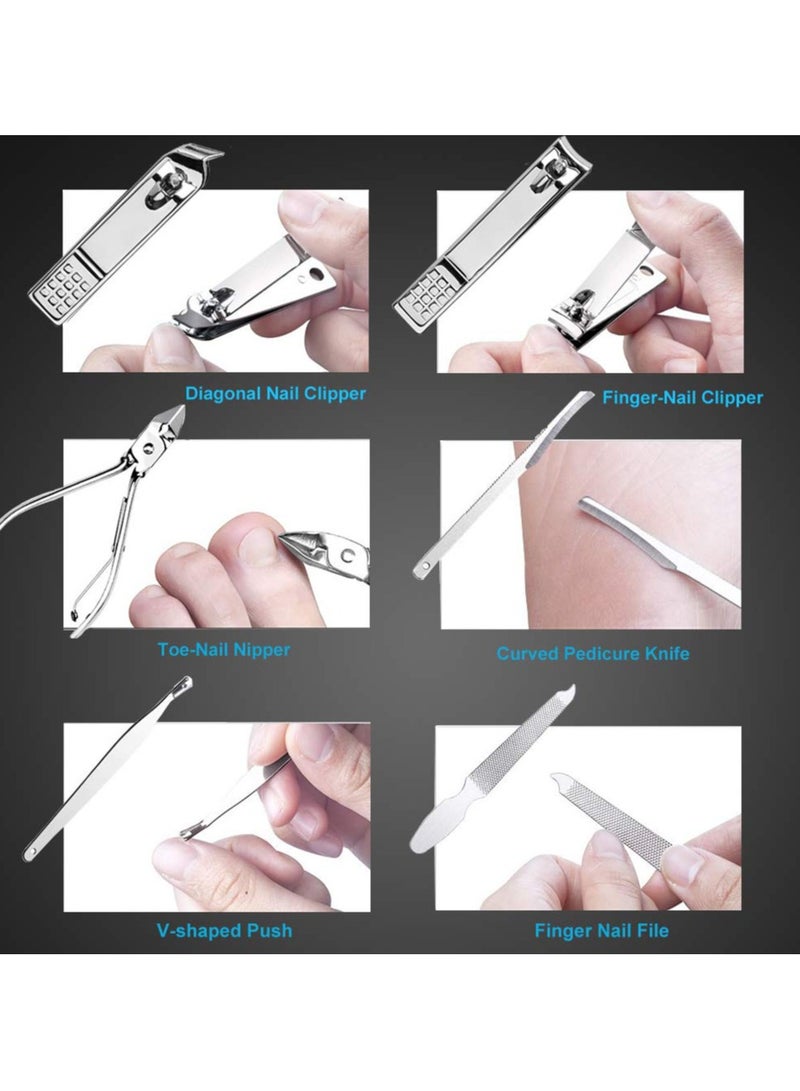 ATRJSZ Nail Clippers Set Fingernail and Toenail Clipper Cutters, Manicure Pedicure Kit 19 Pieces Stainless Steel Professional Grooming Kits, Nail Care Tools with Luxurious Travel Case  - Image 5