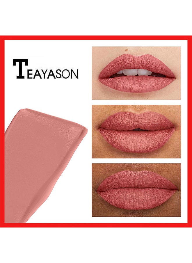 TEAYASON - 2 in 1 Matte Lipstick Lip Gloss, Cream Matte Lipstick & Liquid Lipstick, Double-ended Design Nude Velvet Lipstick Lip Glaze for Waterproof Long-lasting Non-stick Cup Lip Makeup - Image 1